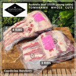 Beef rib TOMAHAWK Australia STEER (young cattle) DIAMANTINA frozen portioned 1 rib +/- 1.6kg (price/kg)